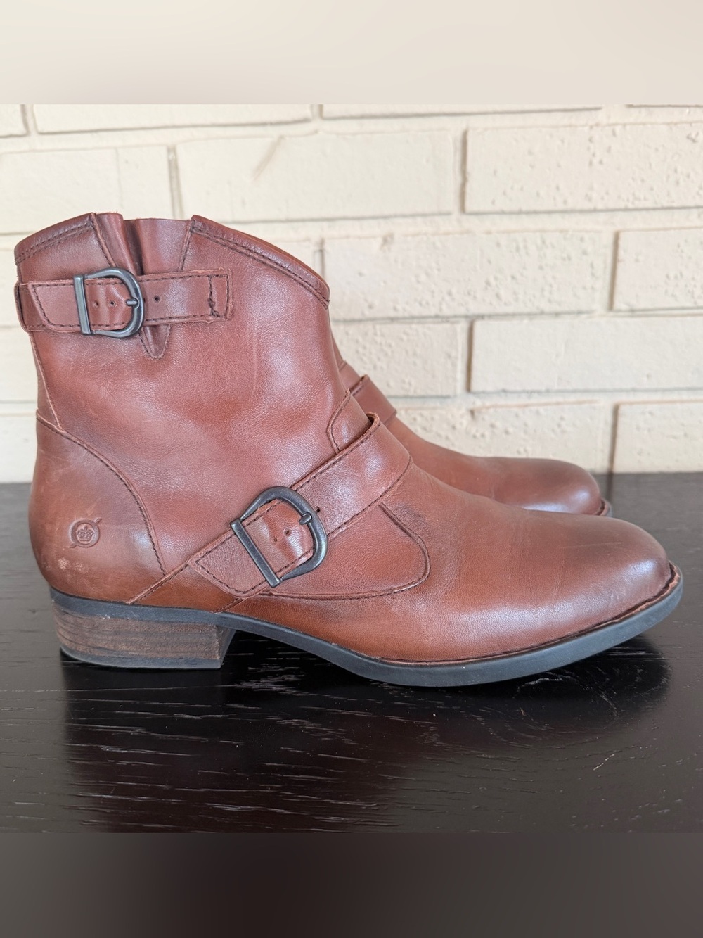 Born Regis Ankle Zip On Boots Brown Leather Booties Equestrian Comfort Sz 11